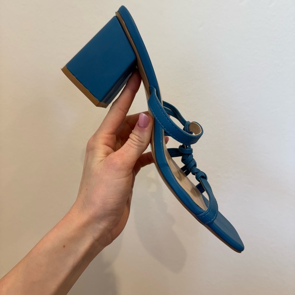 Journee Collection Women Blue Emory Open Square Toe Block Heel Sandals Size 8 - Picture 3 of 14